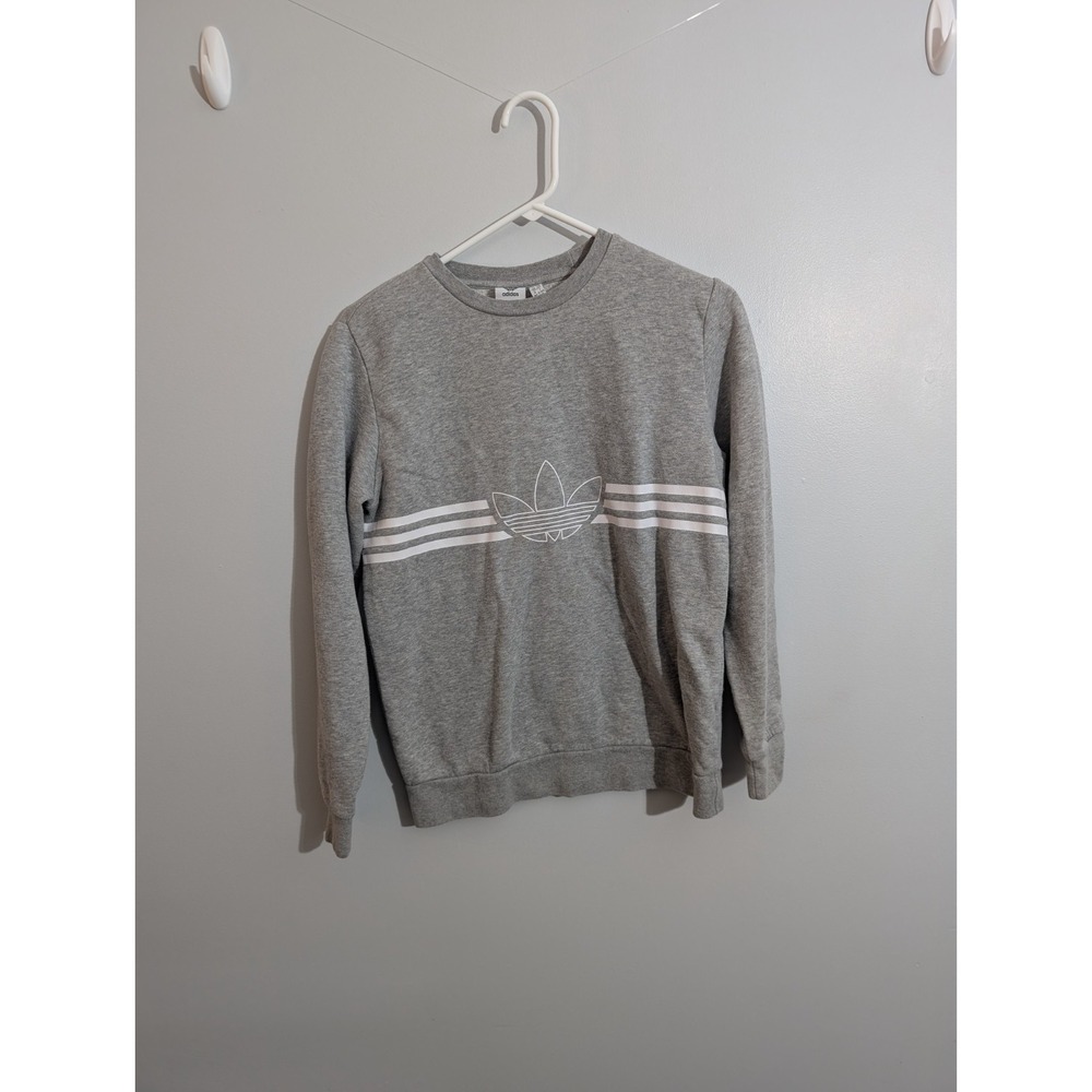Z2 Vintage Adidas Sweater‎ Mens L Gray Pullover Crew Neck Long Sleeve Retro Logo
